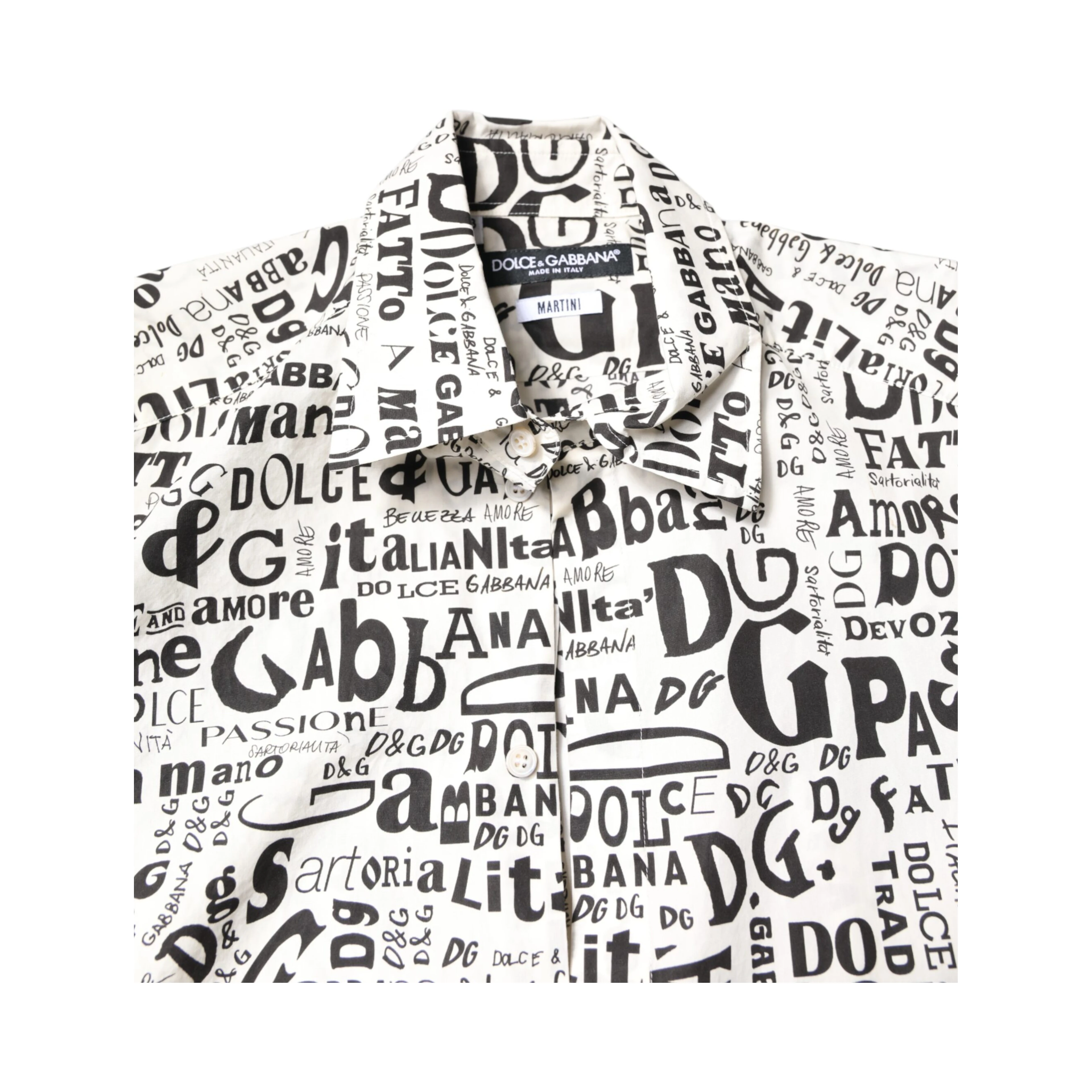White Black Logo MARTINI Men Casual Shirt