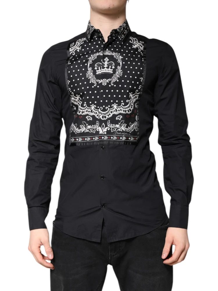 Black White Bandana GOLD Formal Dress Shirt