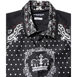 Black White Bandana GOLD Formal Dress Shirt
