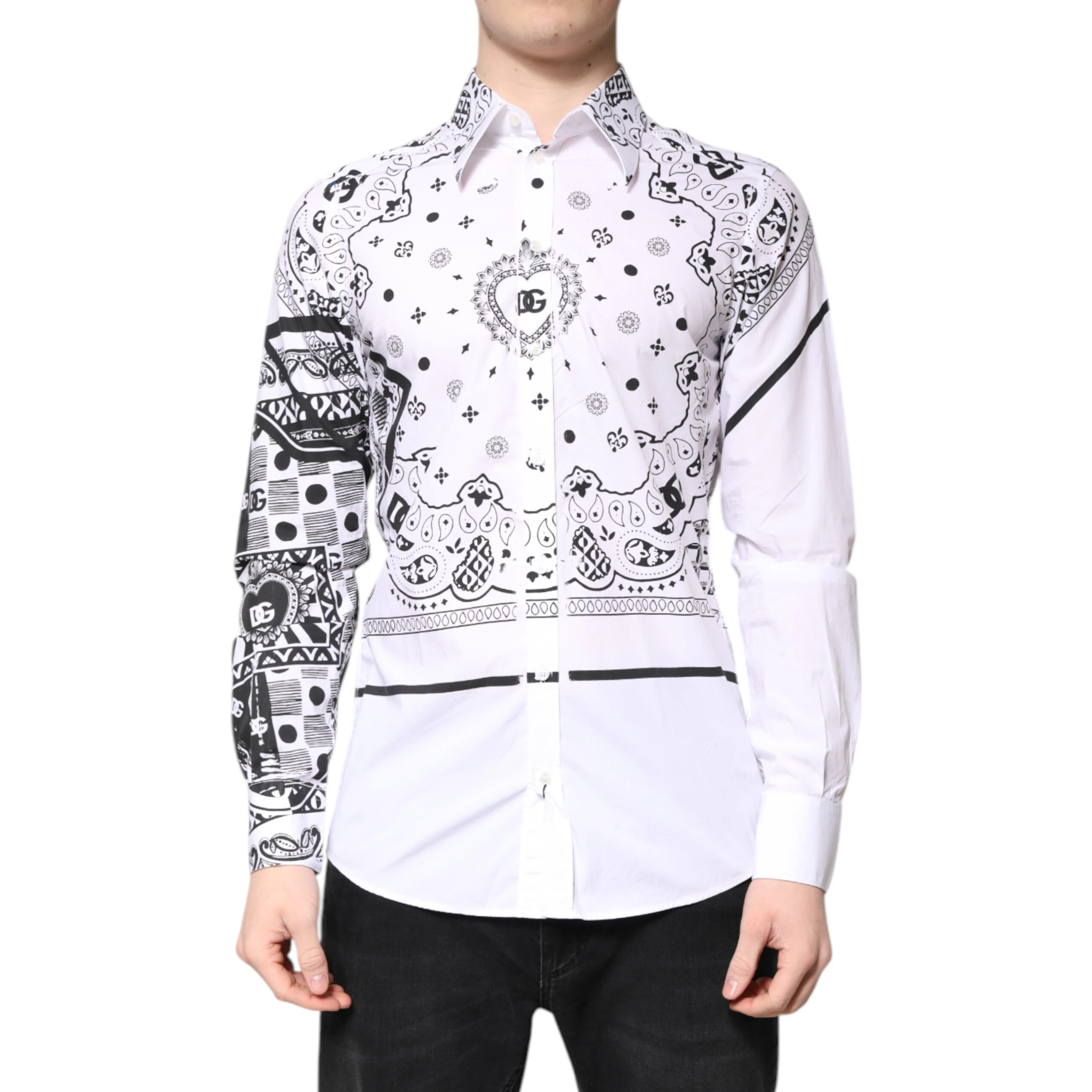 White Black Bandana MARTINI Men Dress Shirt