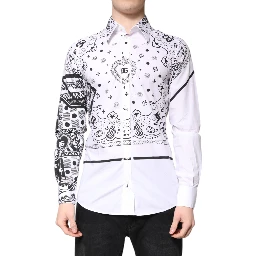 White Black Bandana MARTINI Men Dress Shirt