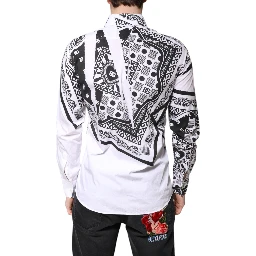 White Black Bandana MARTINI Men Dress Shirt