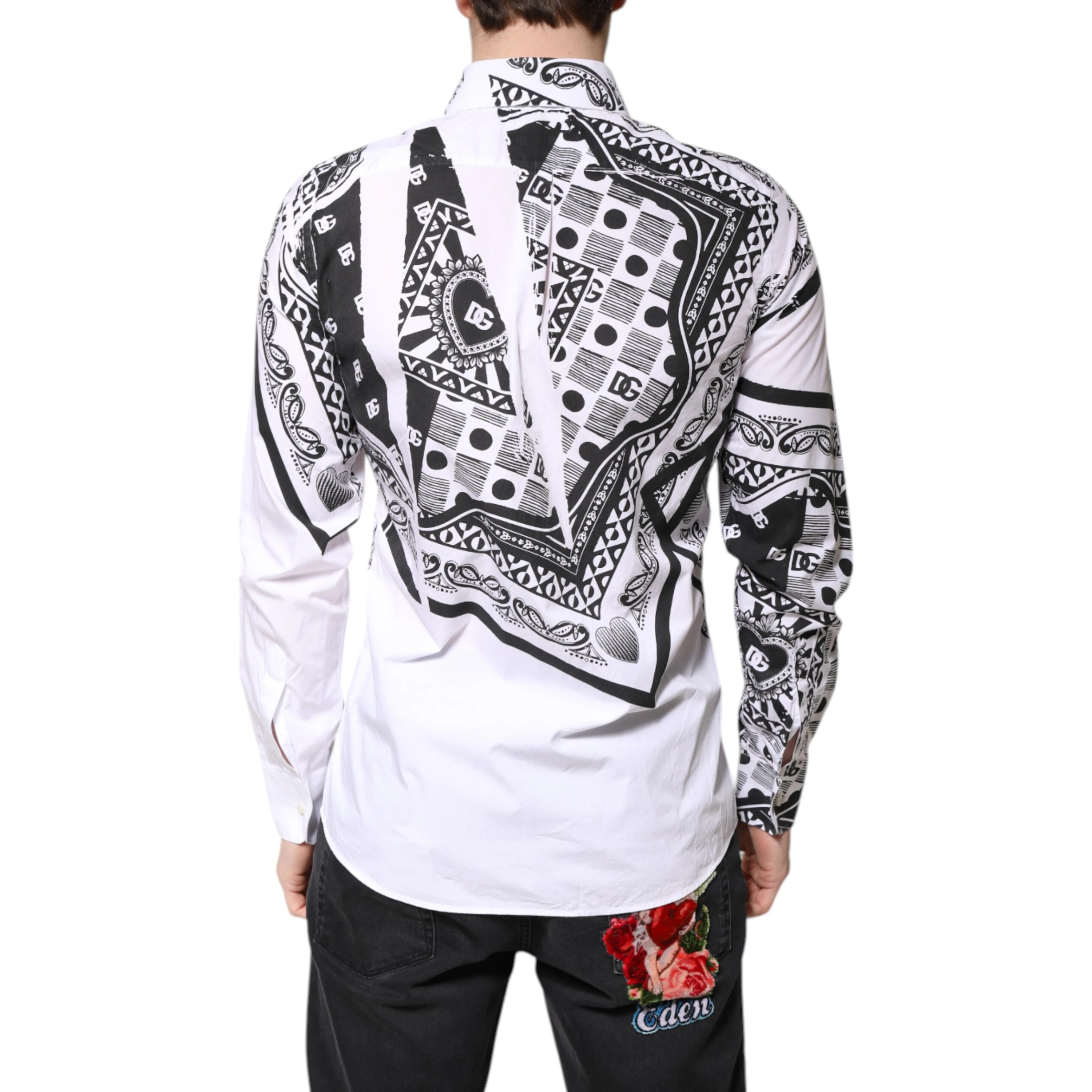 White Black Bandana MARTINI Men Dress Shirt