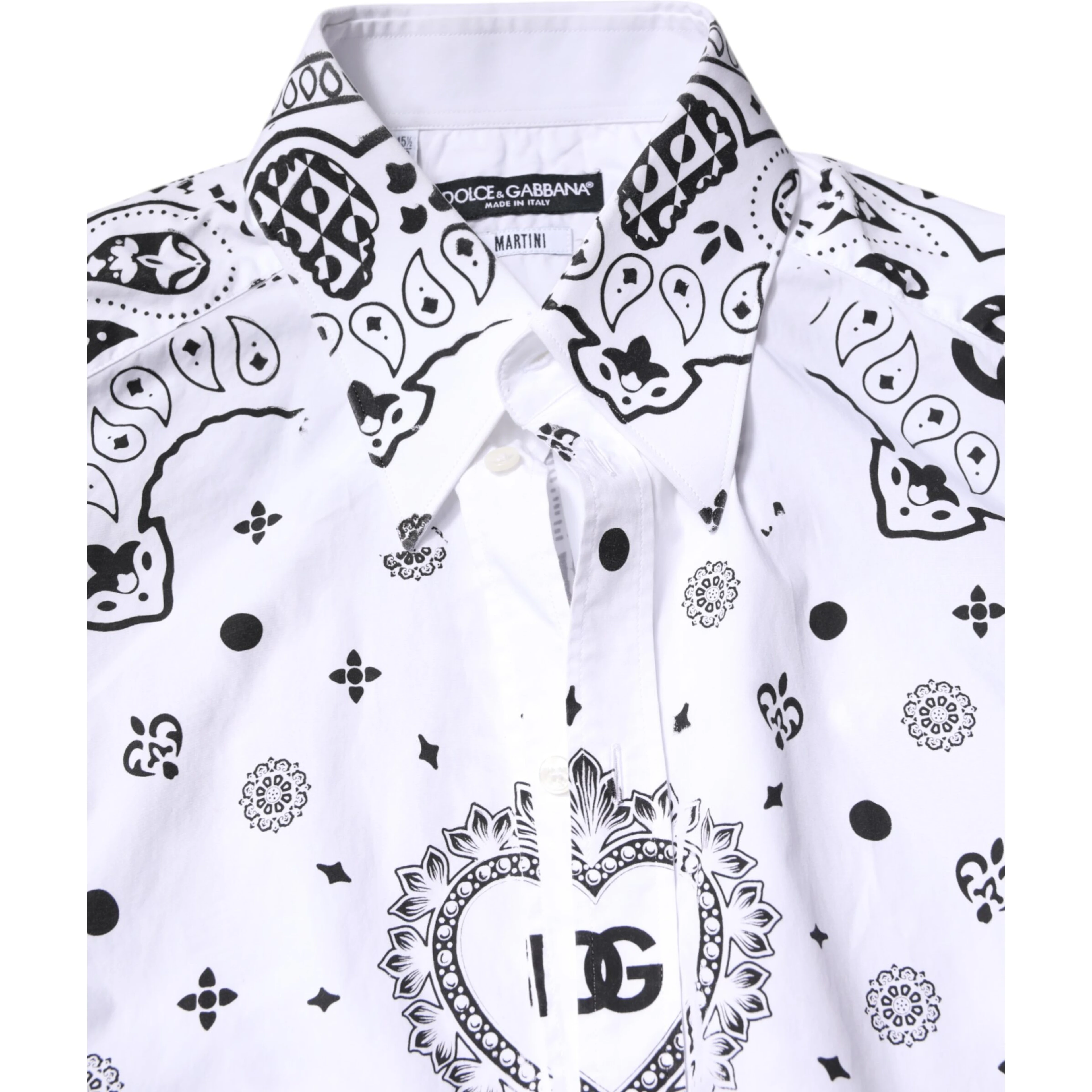 White Black Bandana MARTINI Men Dress Shirt