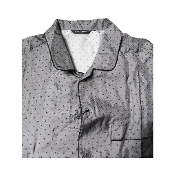 Gray Polka Dot Silk Long Sleeve Shirt