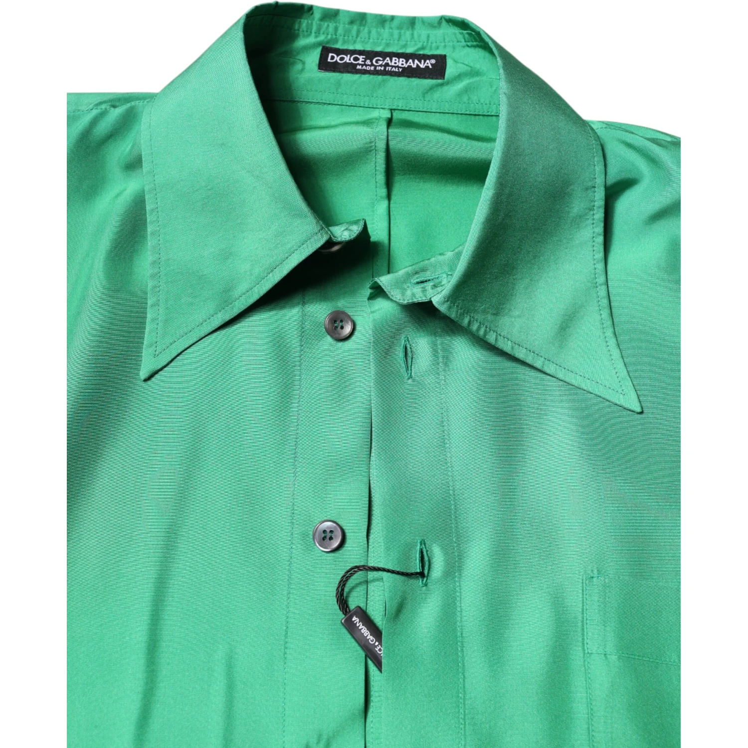 Green Silk Satin Long Sleeves Casual Shirt