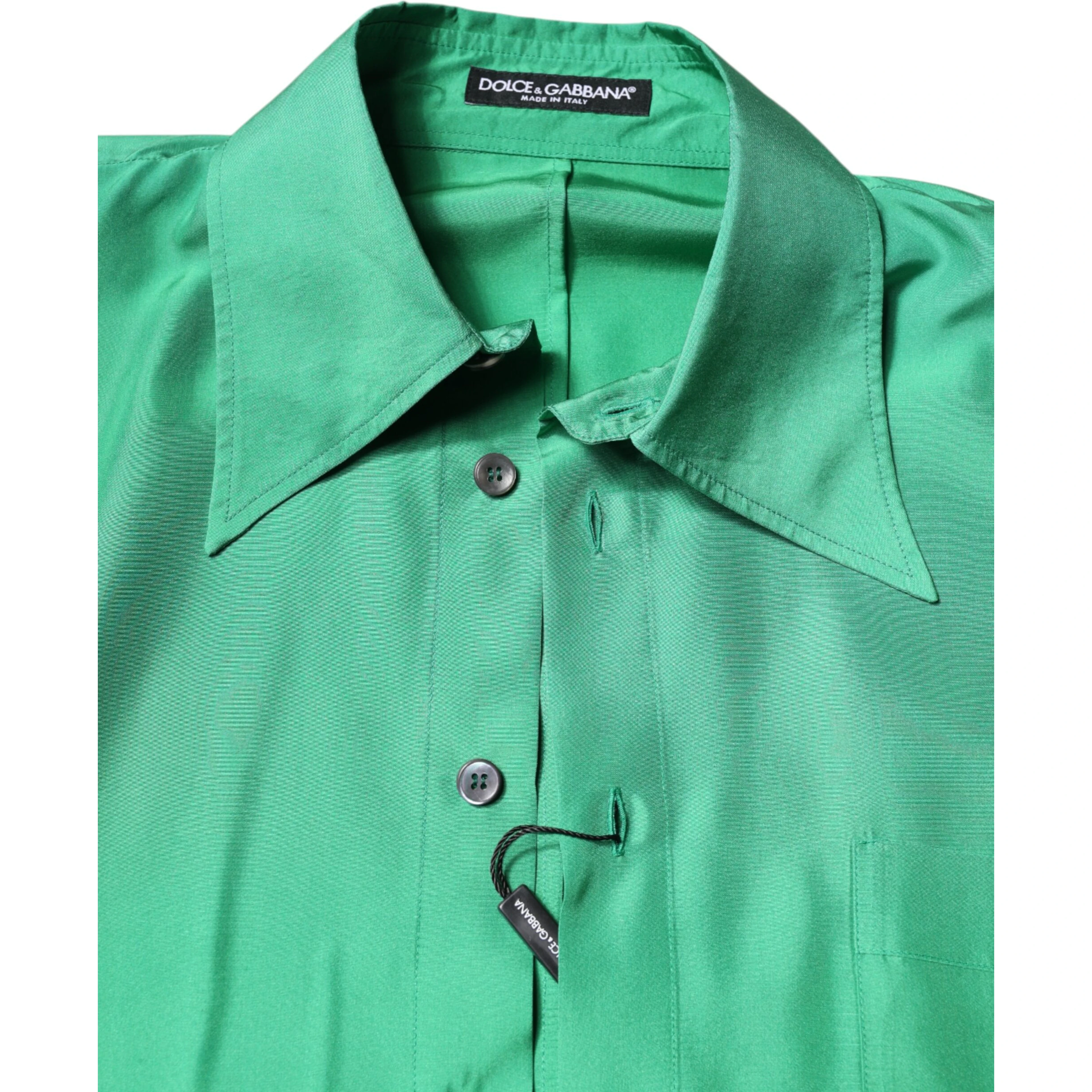 Green Silk Satin Long Sleeves Casual Shirt