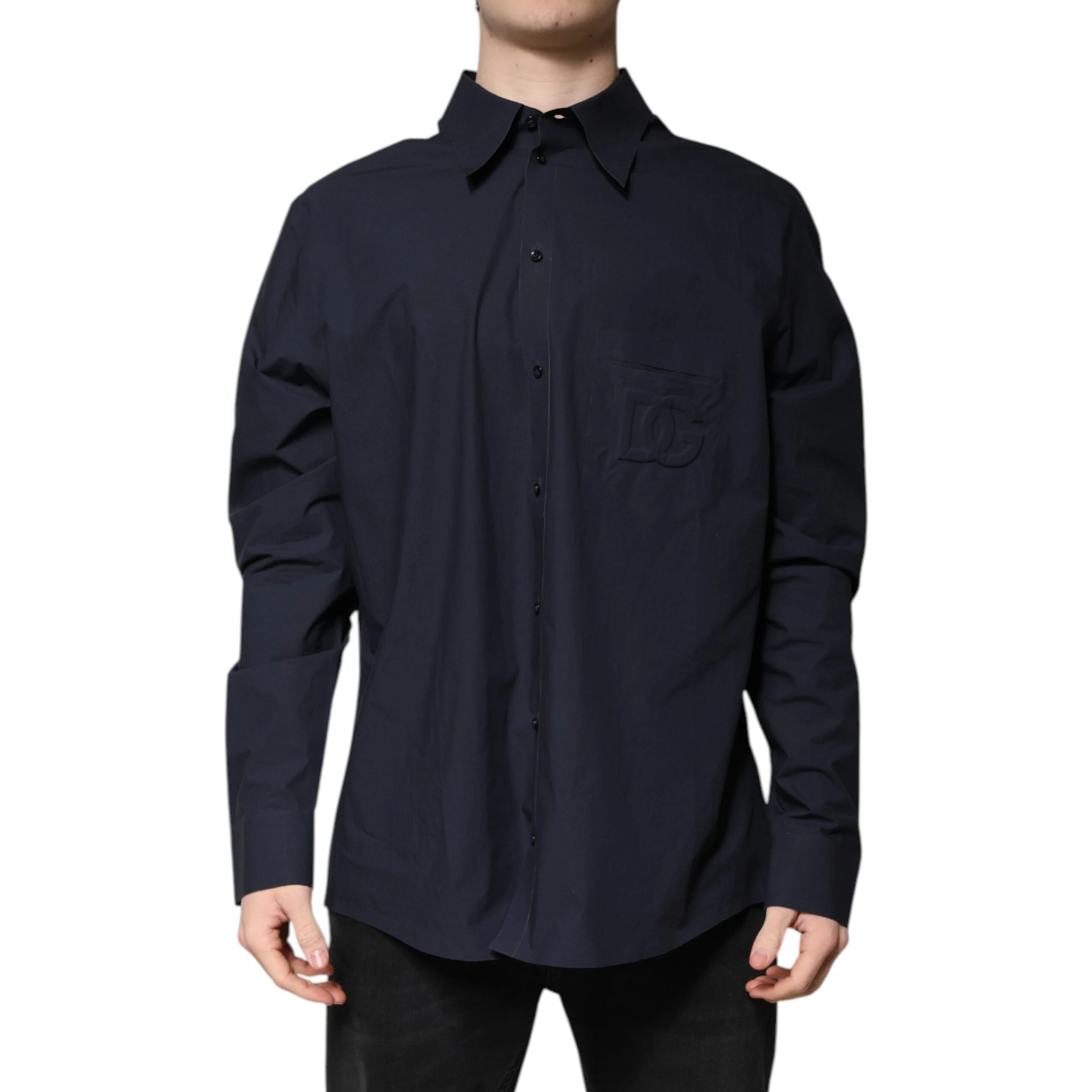 Dark Blue Cotton Long Sleeve Shirt