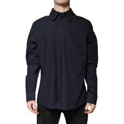 Dark Blue Cotton Long Sleeve Shirt