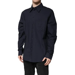 Dark Blue Cotton Long Sleeve Shirt