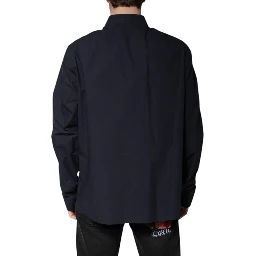 Dark Blue Cotton Long Sleeve Shirt