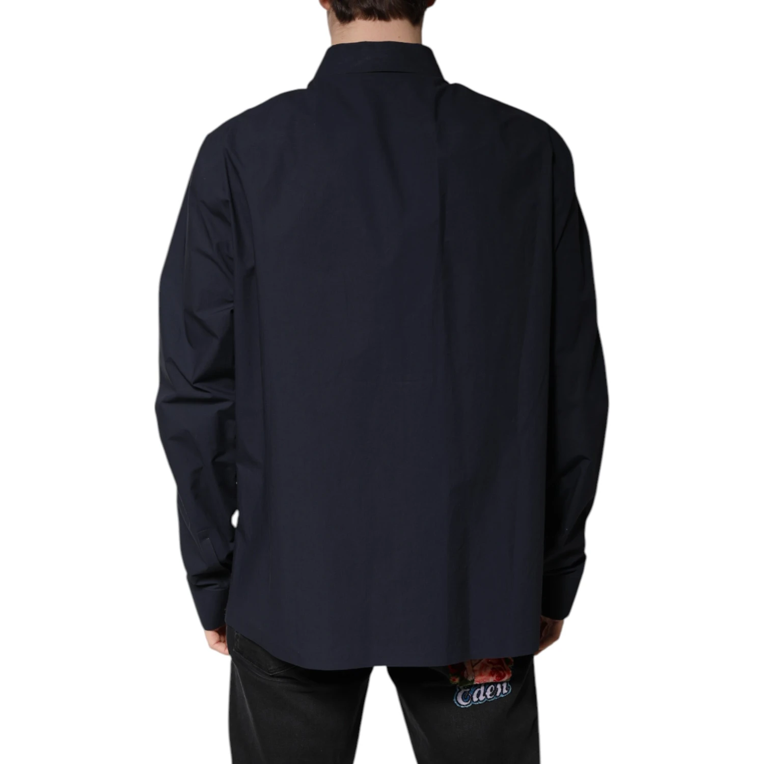 Dark Blue Cotton Long Sleeve Shirt