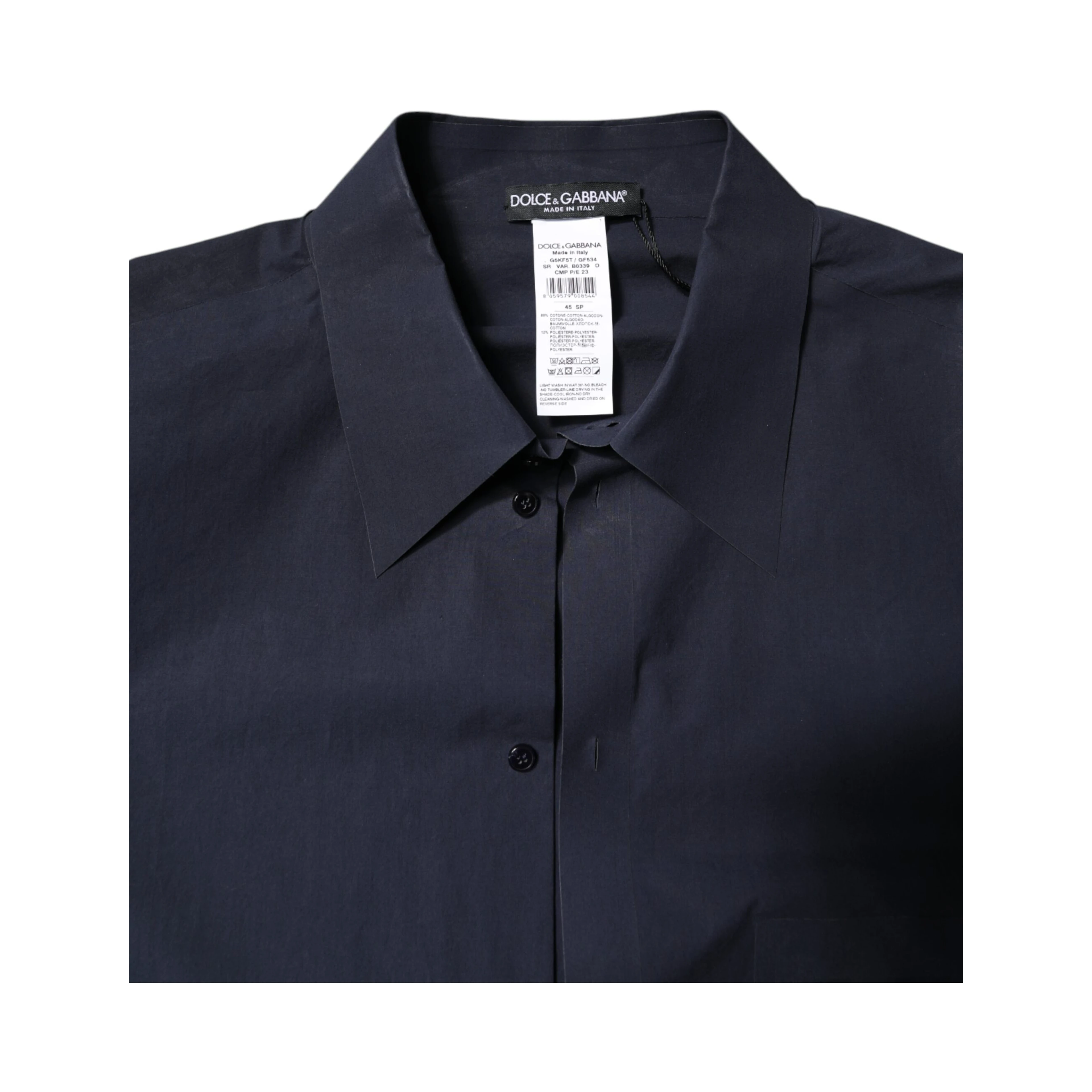 Dark Blue Cotton Long Sleeve Shirt