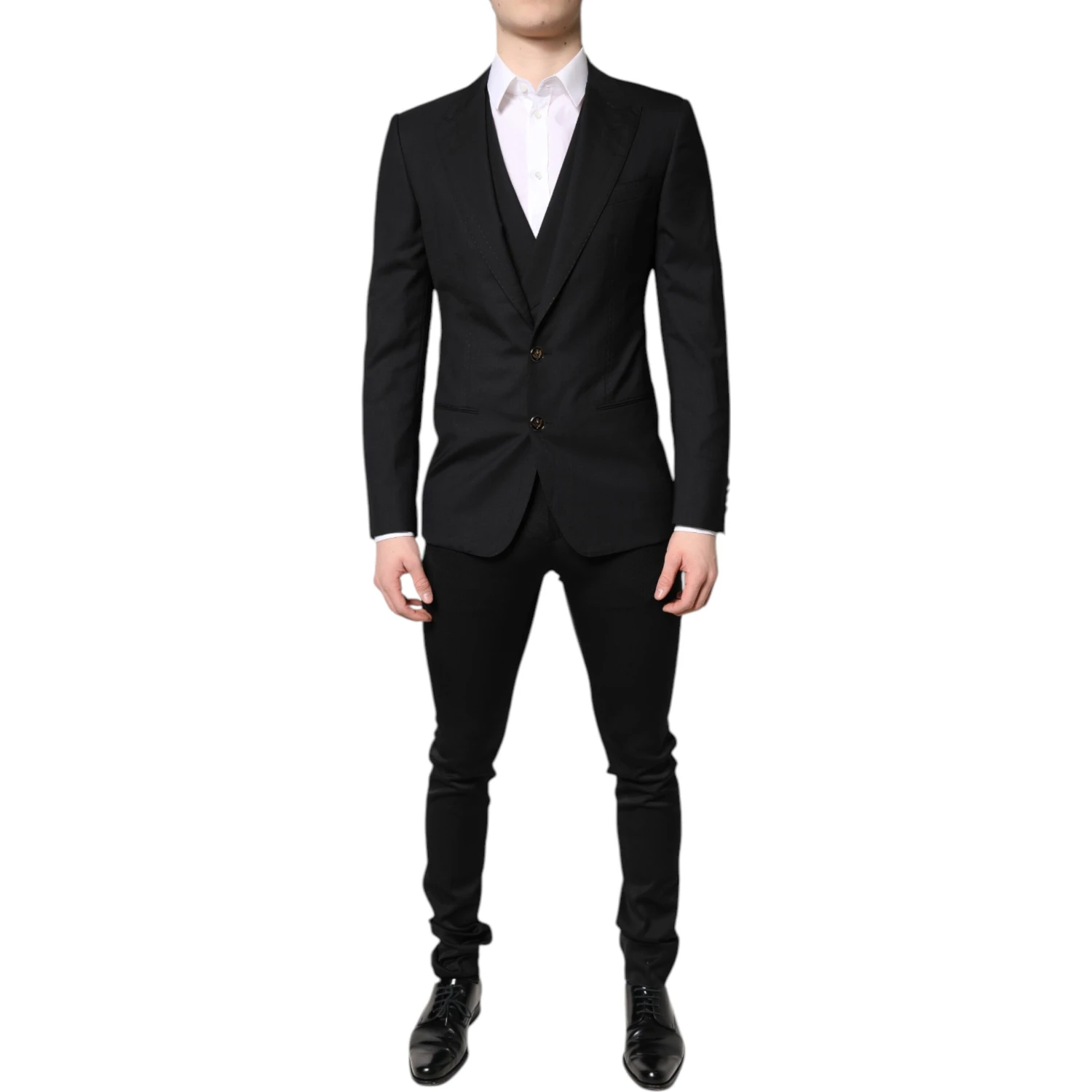 Black Single Breasted Formal Blazer with Vest