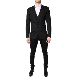Black Single Breasted Formal Blazer with Vest