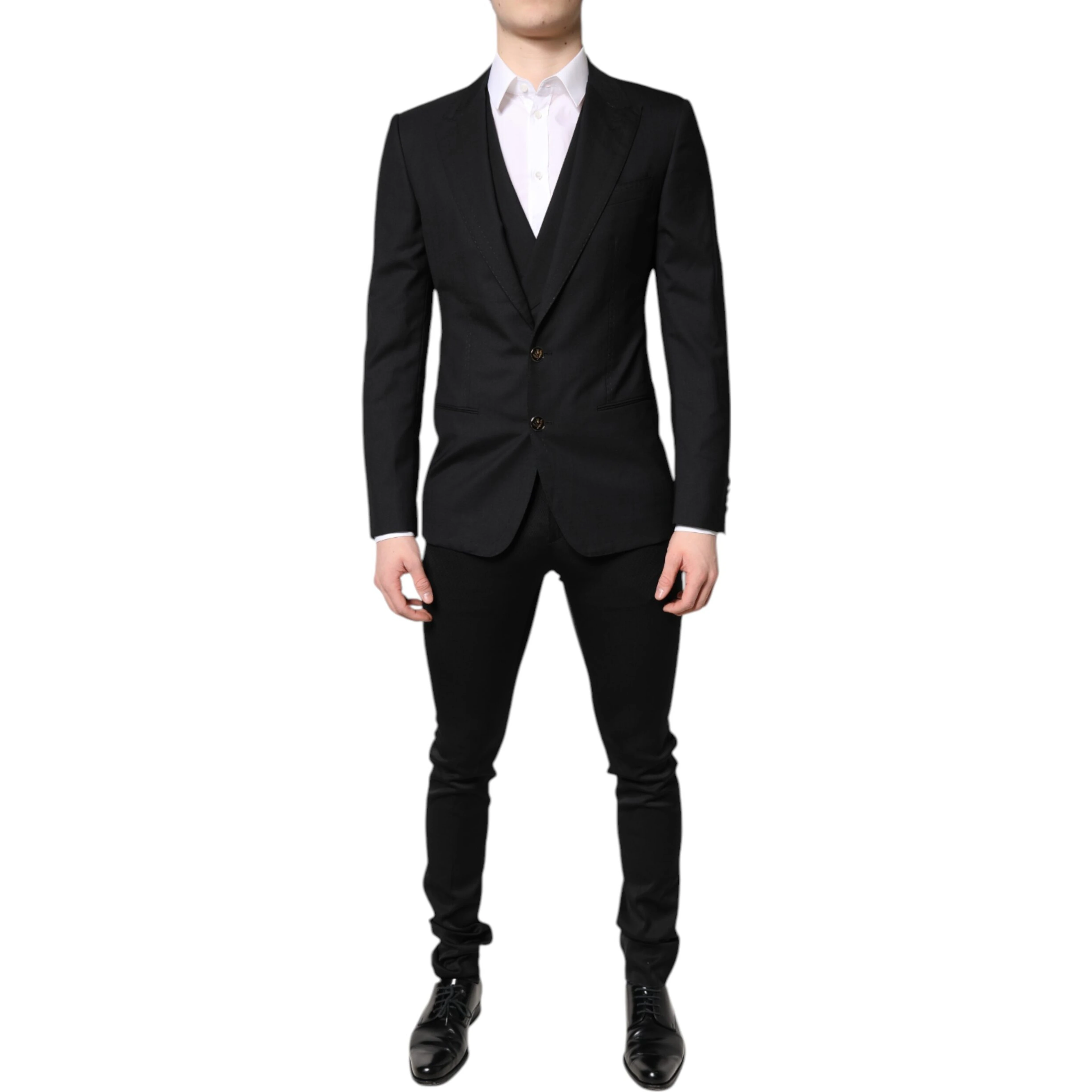 Black Single Breasted Formal Blazer with Vest
