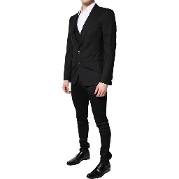 Black Single Breasted Formal Blazer with Vest