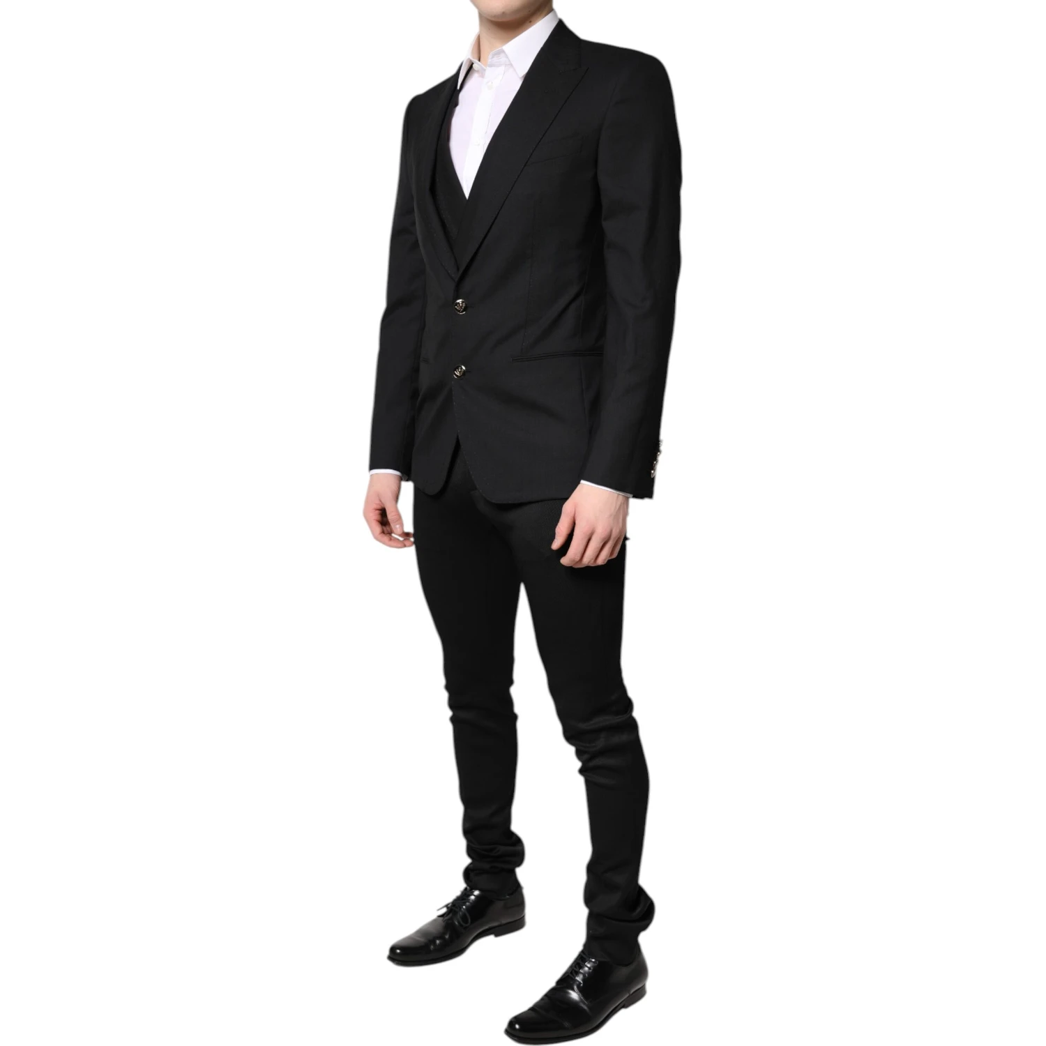Black Single Breasted Formal Blazer with Vest