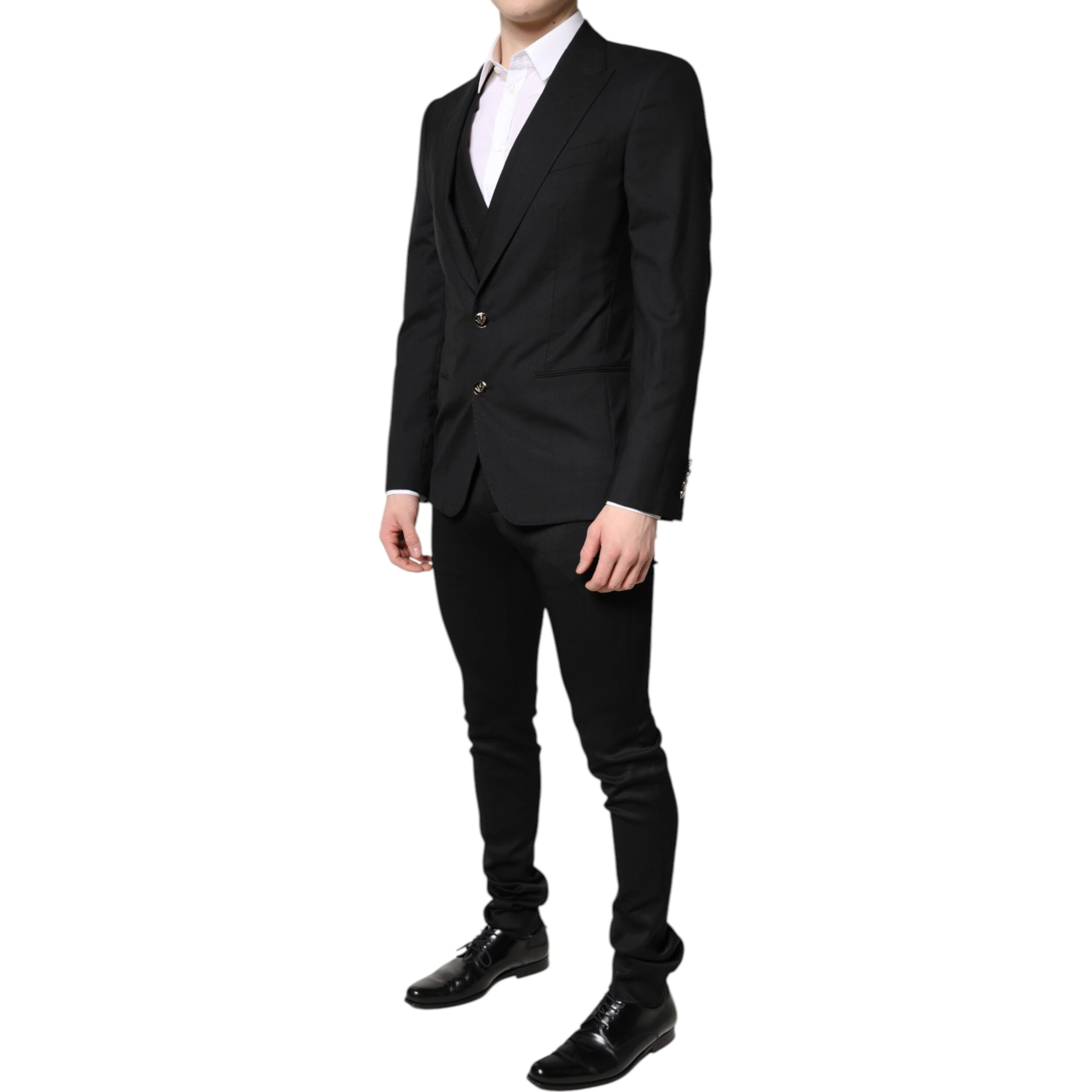 Black Single Breasted Formal Blazer with Vest