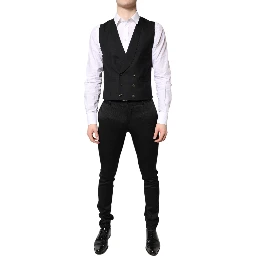 Black Single Breasted Formal Blazer with Vest