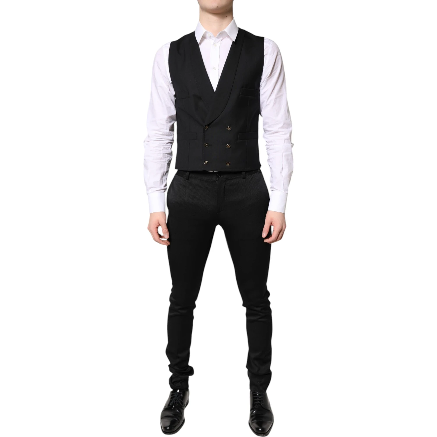 Black Single Breasted Formal Blazer with Vest