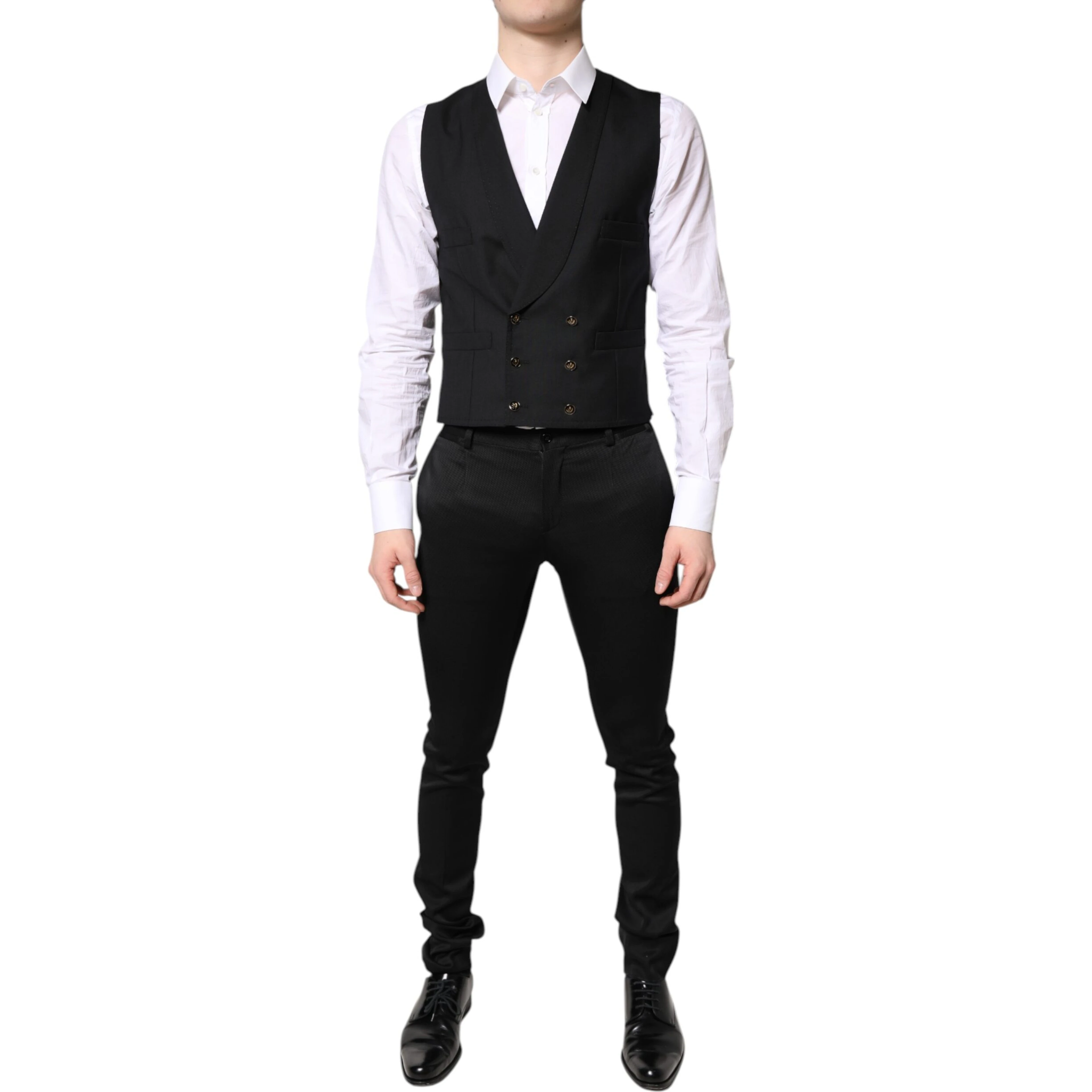 Black Single Breasted Formal Blazer with Vest