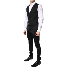 Black Single Breasted Formal Blazer with Vest