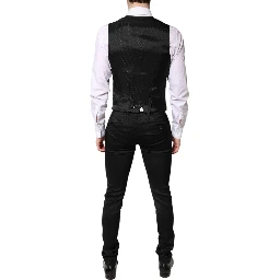 Black Single Breasted Formal Blazer with Vest