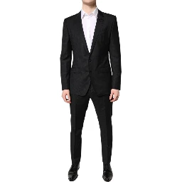 Black Wool Single Breasted 2 Piece Suit