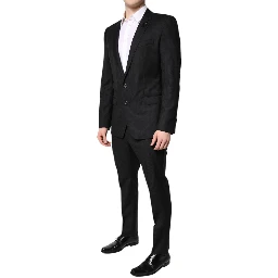 Black Wool Single Breasted 2 Piece Suit