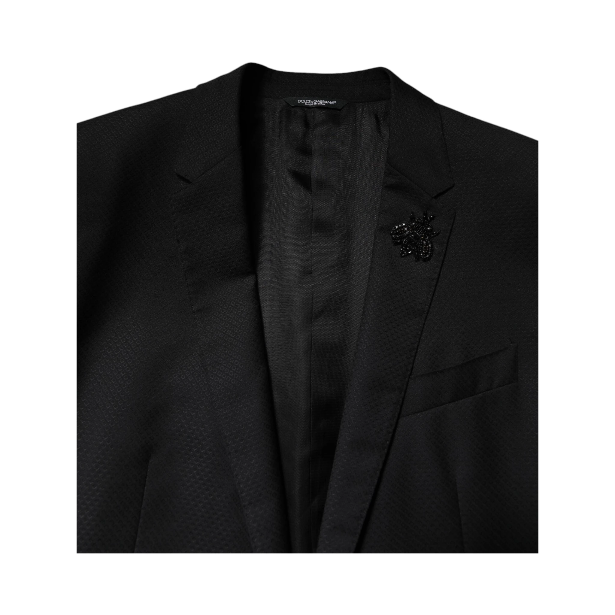 Black Wool Single Breasted 2 Piece Suit
