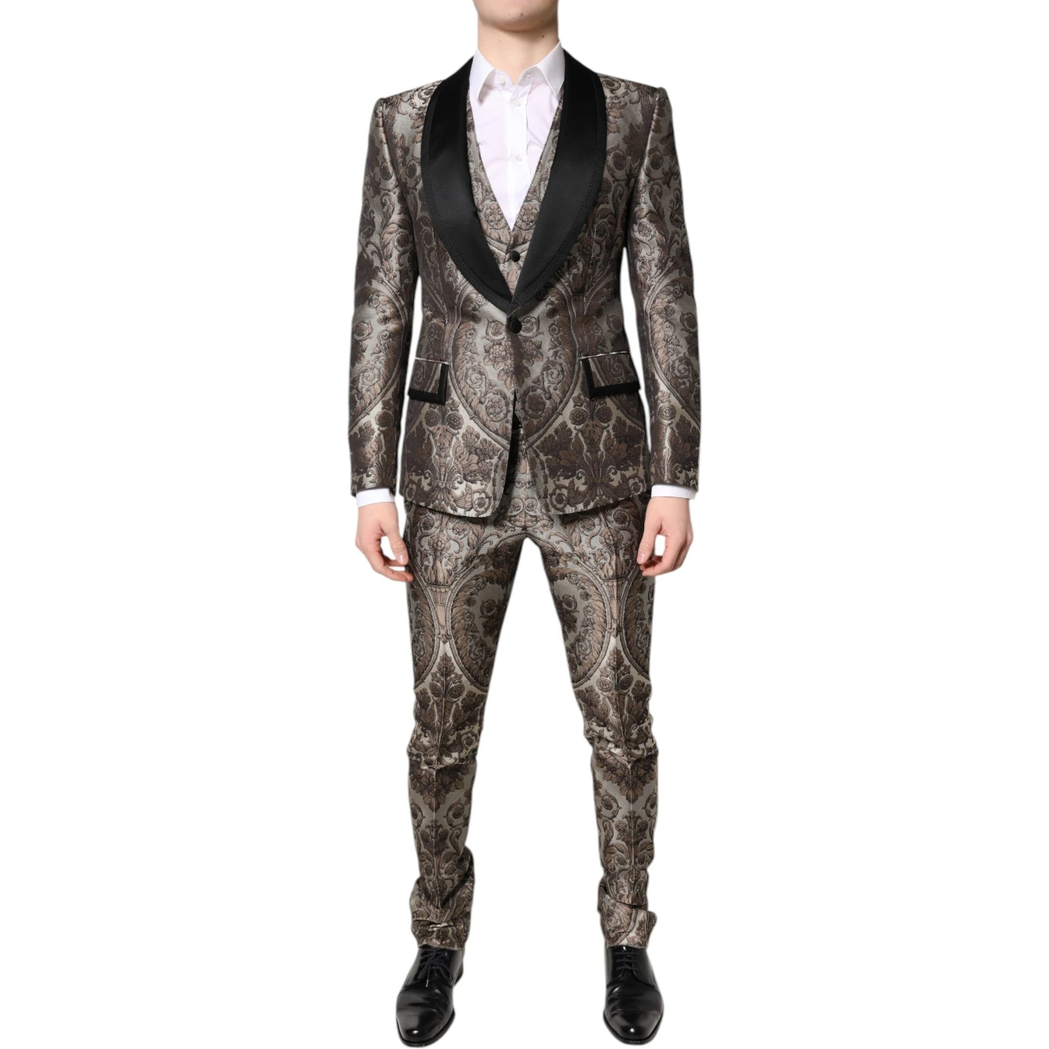 Multicolor Jacquard Single Breasted 3 Piece Suit