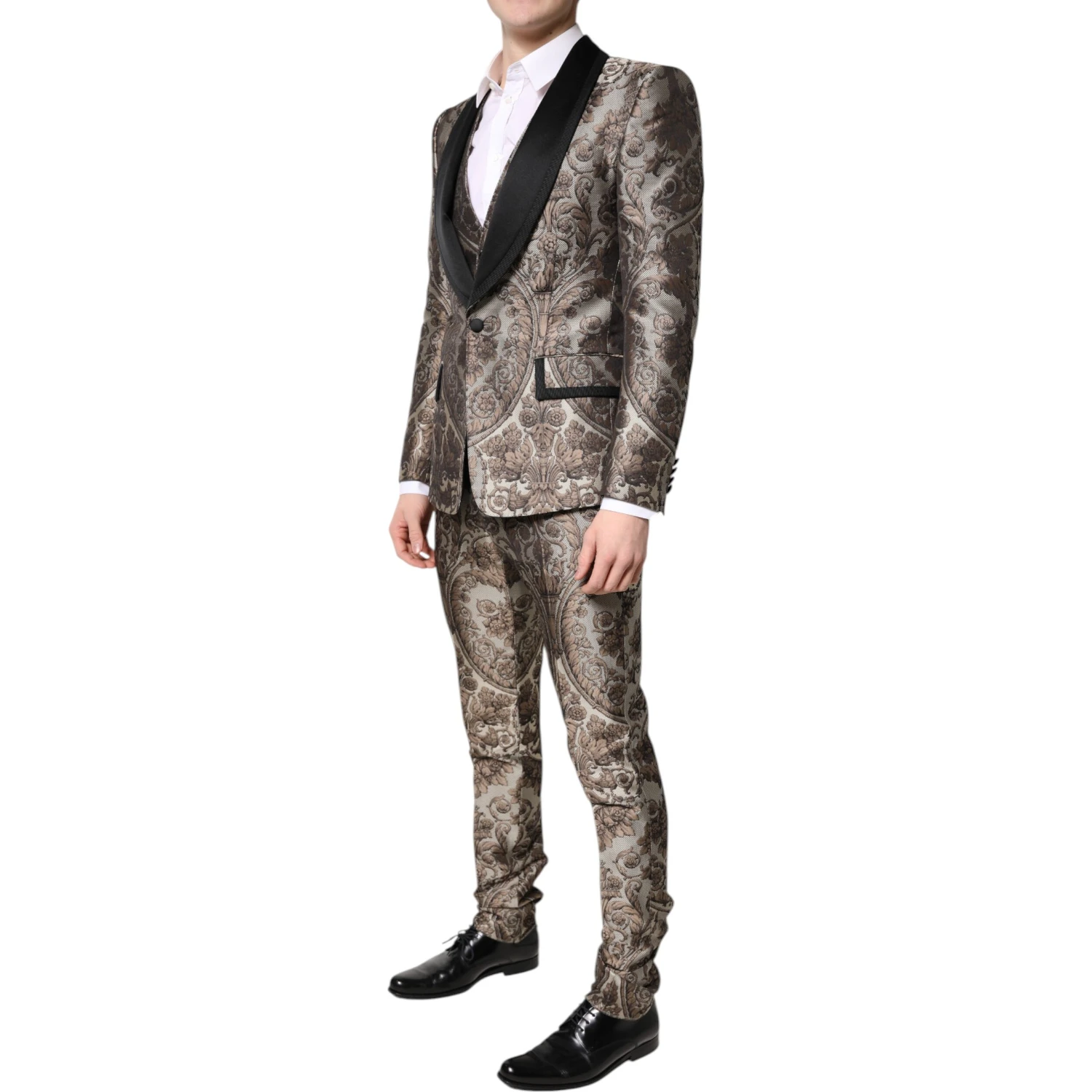Multicolor Jacquard Single Breasted 3 Piece Suit