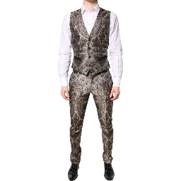Multicolor Jacquard Single Breasted 3 Piece Suit