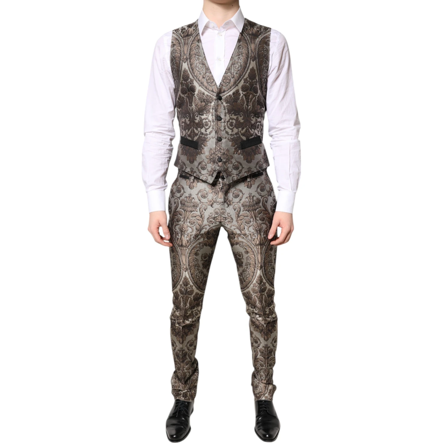 Multicolor Jacquard Single Breasted 3 Piece Suit