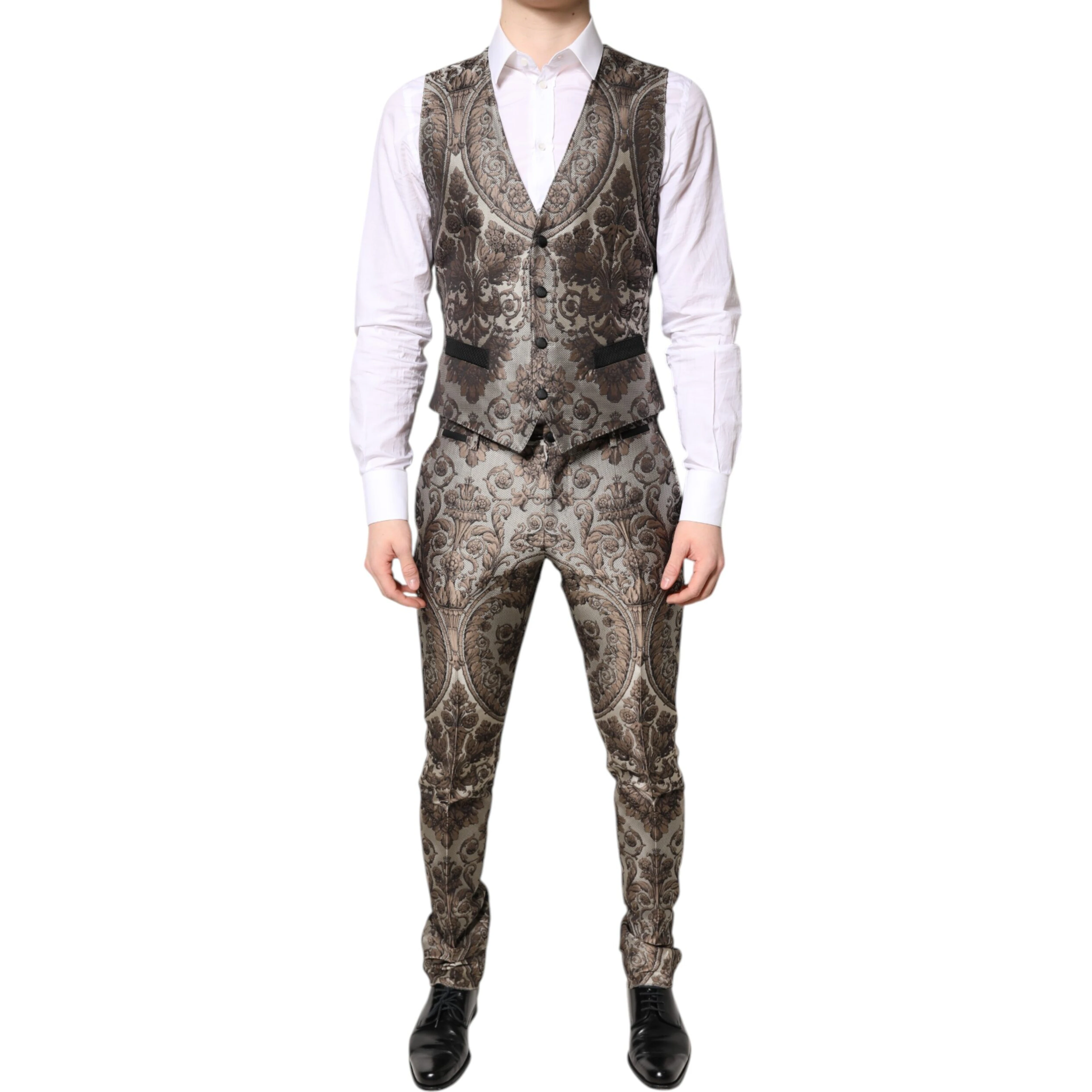 Multicolor Jacquard Single Breasted 3 Piece Suit
