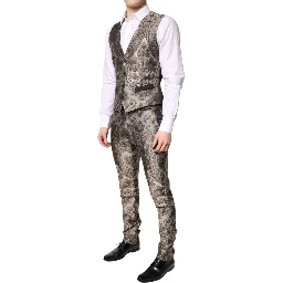 Multicolor Jacquard Single Breasted 3 Piece Suit