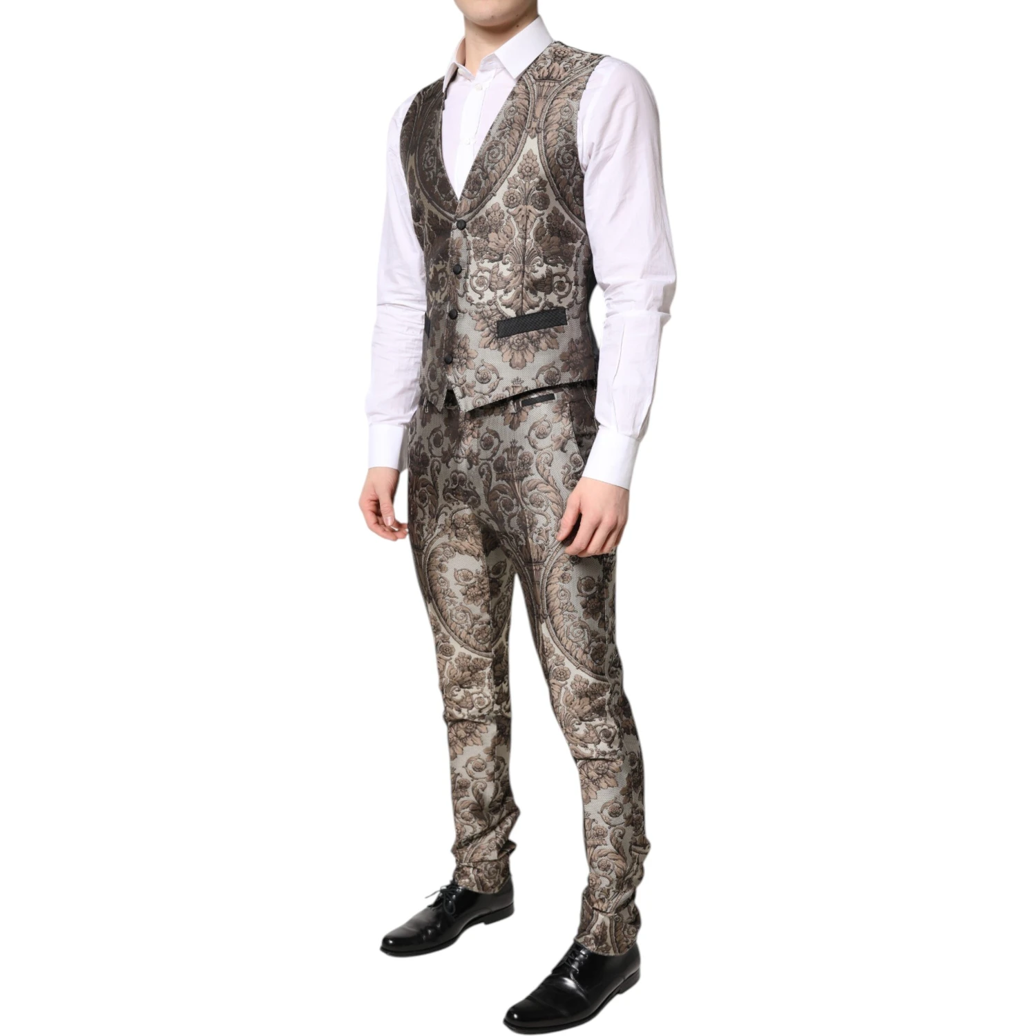 Multicolor Jacquard Single Breasted 3 Piece Suit