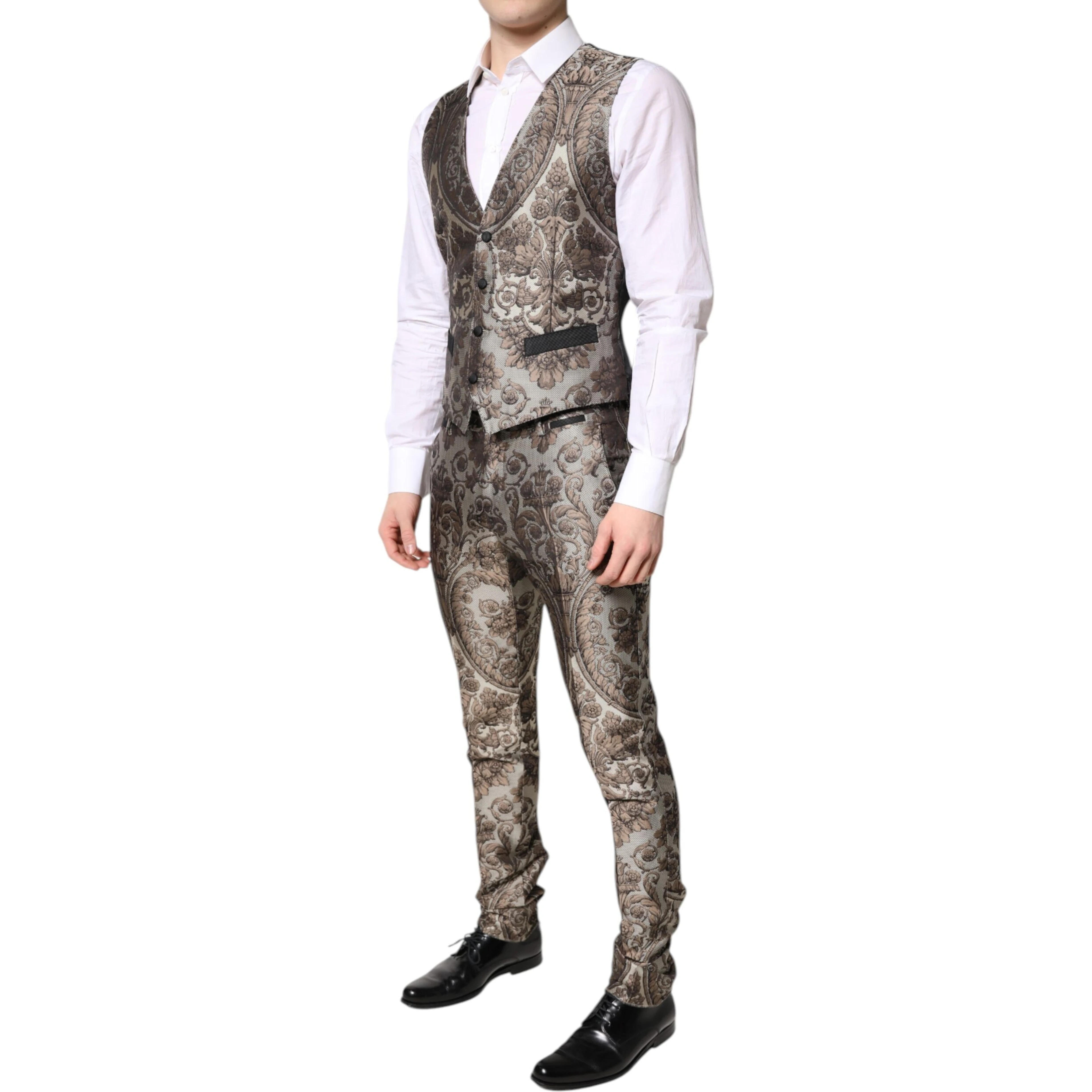 Multicolor Jacquard Single Breasted 3 Piece Suit