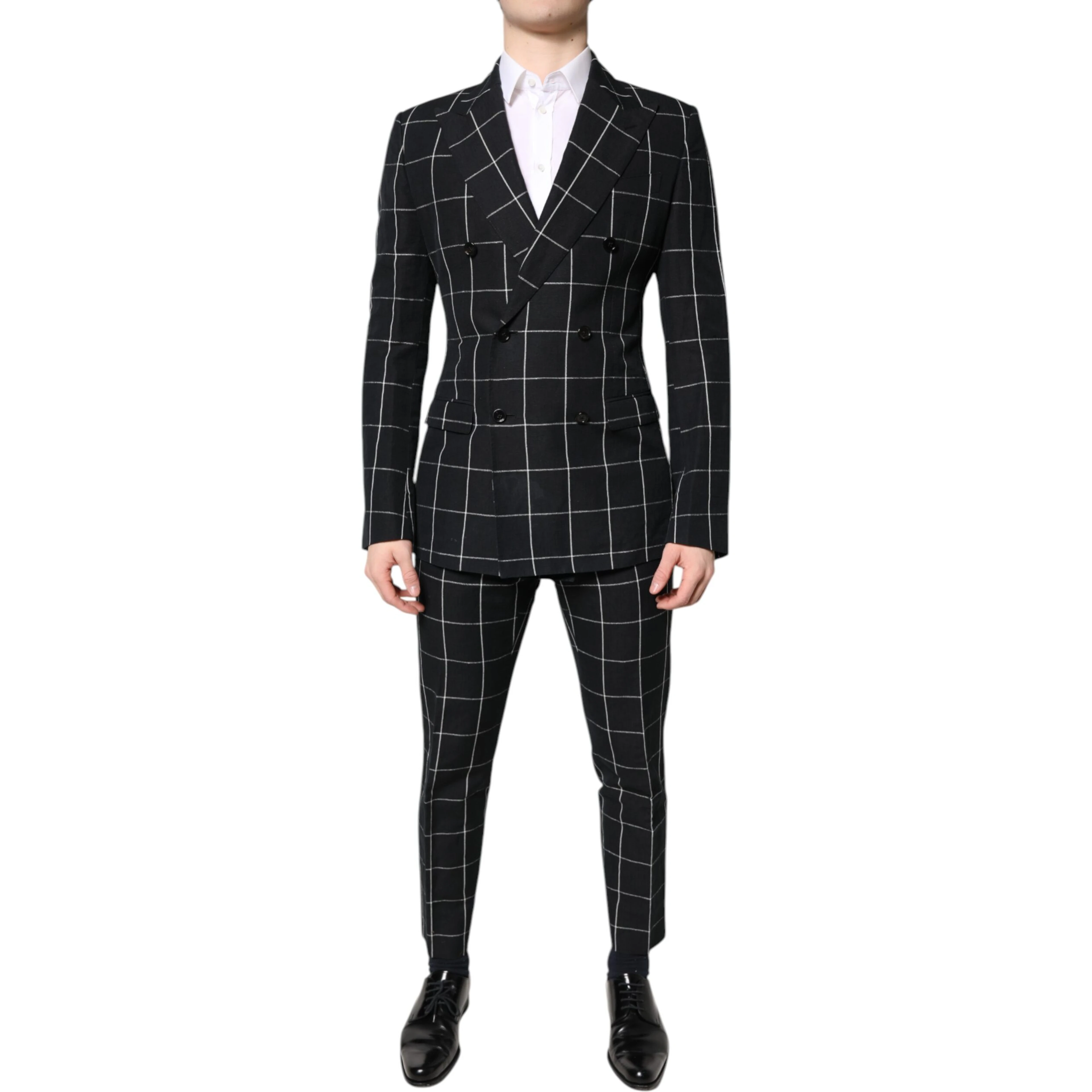 Black TAORMINA Double Breasted 2 Piece Suit