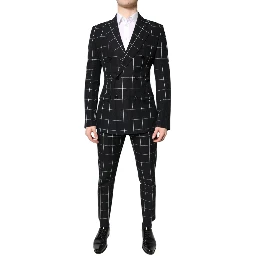 Black TAORMINA Double Breasted 2 Piece Suit