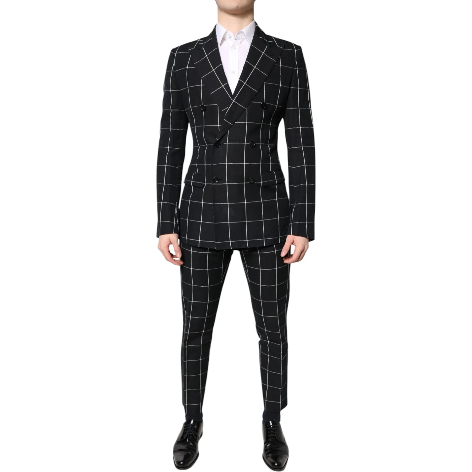 Black TAORMINA Double Breasted 2 Piece Suit