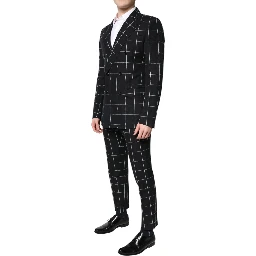 Black TAORMINA Double Breasted 2 Piece Suit