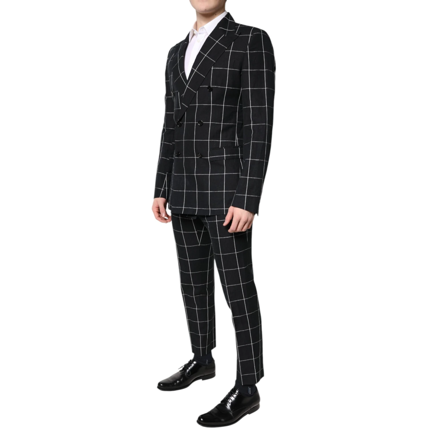 Black TAORMINA Double Breasted 2 Piece Suit