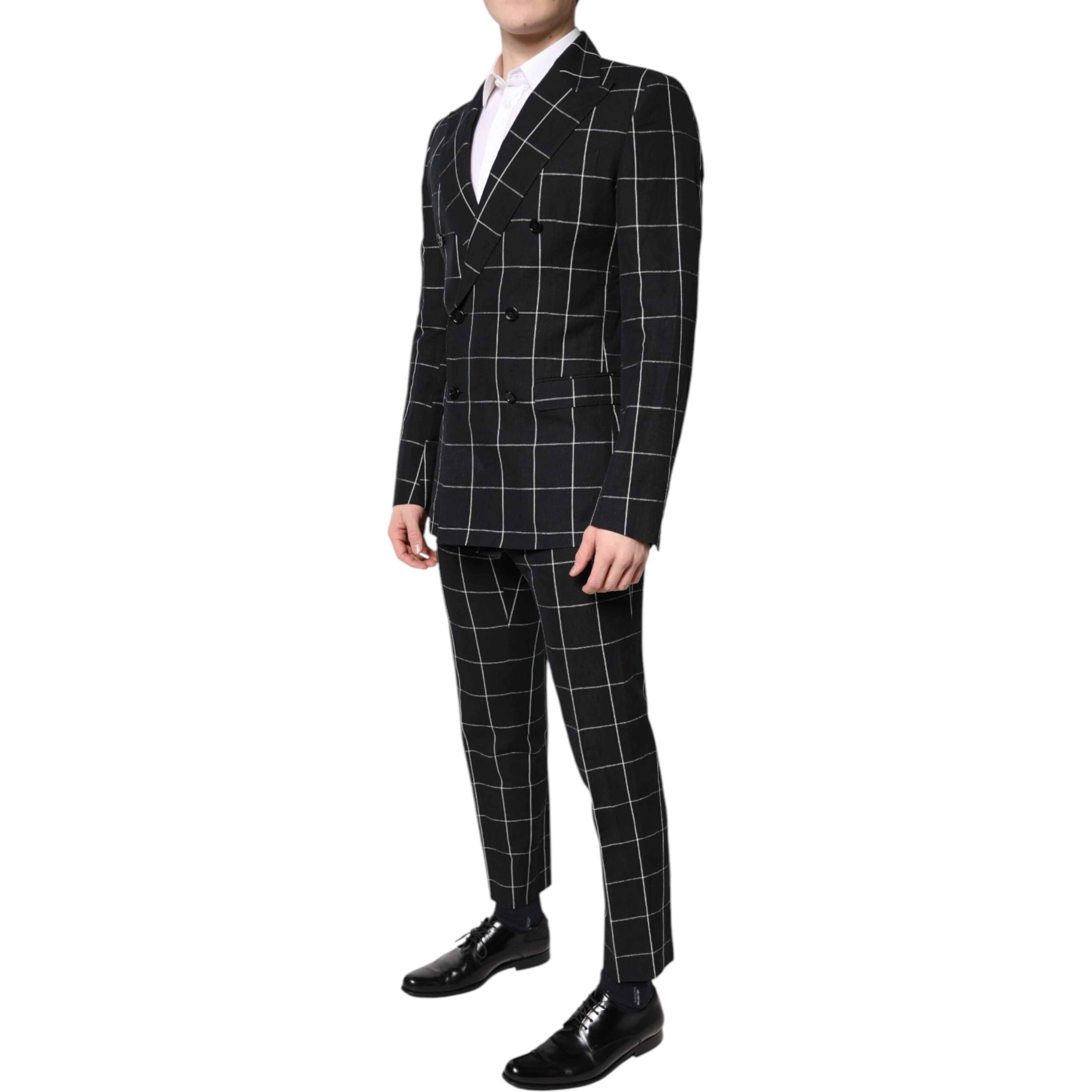 Black TAORMINA Double Breasted 2 Piece Suit