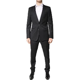 Dark Gray Wool Single Breasted 2 Piece Suit