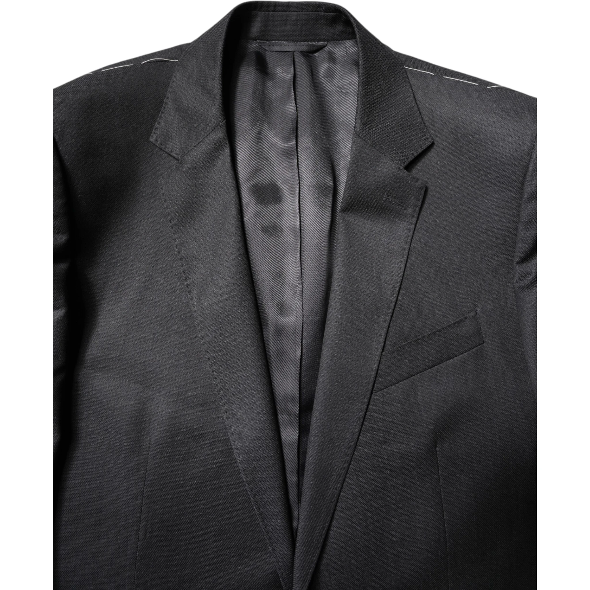 Dark Gray Wool Single Breasted 2 Piece Suit