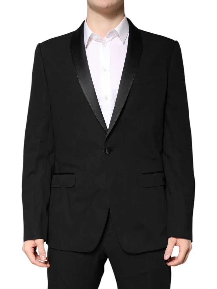 Black Wool Single Breasted 2 Piece Suit
