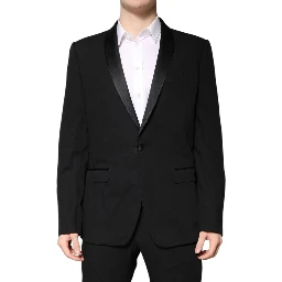 Black Wool Single Breasted 2 Piece Suit