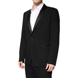 Black Wool Single Breasted 2 Piece Suit